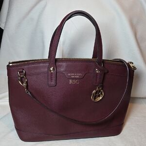 HENRI BENDEL RSG Plum Satchel with Gold Accents